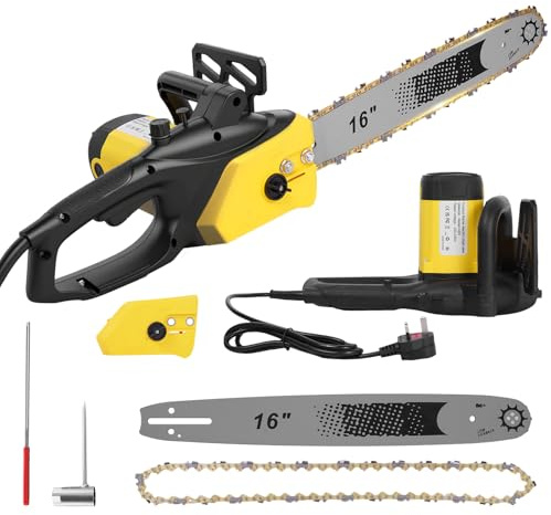 Ankishi 16 Powerful Electric Chainsaw - 2500W Electric Chainsaw with 63 Power Cable,Handheld Powered Saw for Wood Cutting Tree Pruning | Auto Lubrication + Full Safety