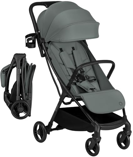 Lionelo AGIA Passeggino Compatto e Leggero fino a 22 kg / 4 anni Pieghevole con una Mano, Posizione Distesa, Seduta Ampia, Pannello di ventilazione, Ammortizzazione, Grande Cestello Regolazione Facile