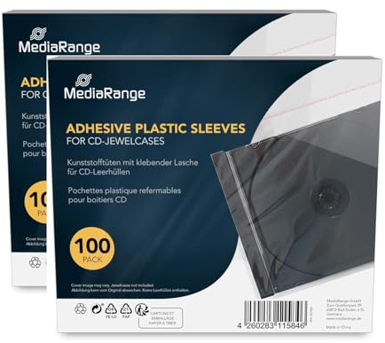 200 Mediarange CD wrap sleeve for CD standard 10.4mm or 2 x 5.2mm jewel case with Resealable Flap
