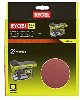 RYOBI - 10 dischi diam. 150 mm adesivi grana 80 per levigatrice a nastro e disco RBDS4601G - SD150A10