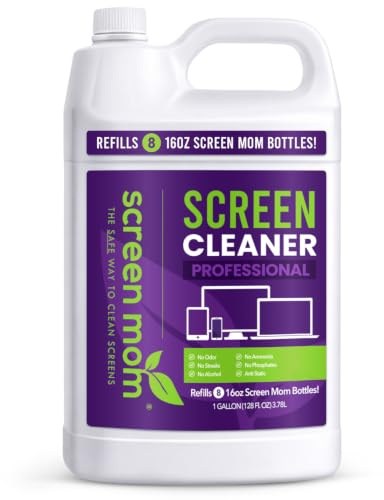 Screen Mom Screen Cleaner Refill with Dispensing Tap, 1-Gallon for Screen Cleaner Spray and Wipe for TV, Computer, Phone, iPad, Car Screen Cleaning Kit Electronic Cleaner Spray