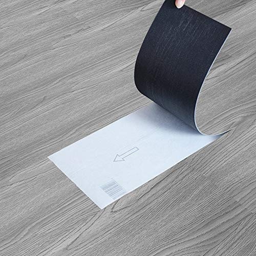 5m² Self Adhesive Vinyl Flooring, Floor Planks with Wood Effect, 36pcs Waterproof PVC Floor Tiles for Bathroom Kitchen and All Flat Floor, Stick On Floor Tiles, 91.5x15.2cm (Washed-Grey)