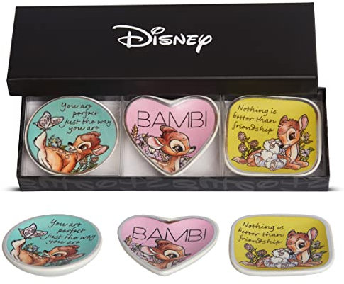 Disney Bambi Trinket Tray Gift Set, 3 Piece Jewelry Dish Ring Holder