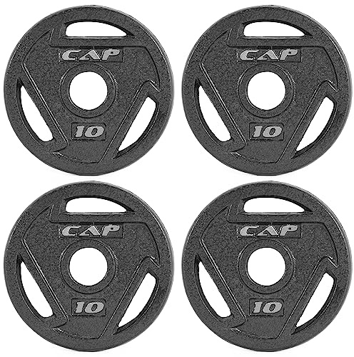 CAP Barbell 10 LB Cast Iron Olympic 2-Inch Grip Weight Plate - Set of 4 | Black