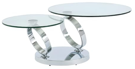 Vente-unique - Table Basse avec Plateaux pivotants - Verre trempé et métal - Joline de Maison Céphy