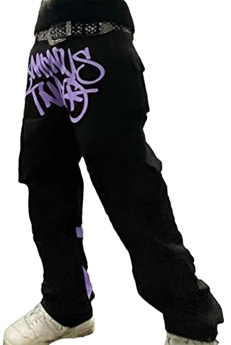 Amesor Jeans Baggy, Minus Two Street Pocket High Waist Straight Hip Hop Pants, Pantalon Cargo Y2k Combat Streetwear, Pantalon Ample Jogger pour Hommes À Taille Ajustable