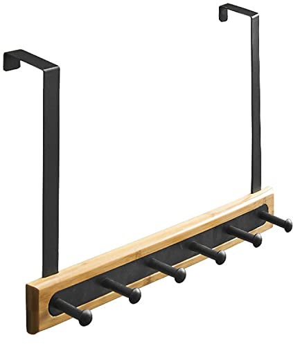 Kleiderhaken Tür, Türhaken mit 6 Haken für Tür, Türhaken für Badezimmer, Türgarderobe zum Einhängen, Kleiderhaken Tür Ohne Bohren, für Küche, Wohnzimmer, Flur und Schlafzimmer, Schwarz
