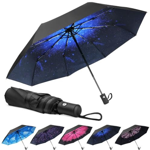 Aolso Parapluie de Voyage, Parapluie Anti-Tempête avec 8 Nervures, Ouverture/Fermeture Automatique, Petit - Compact, Parapluie Portable pour Hommes et Femmes, Parapluie Automatique Coupe-Vent