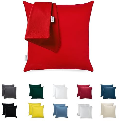 Kissenbezug 80x80 Mikrofaser Premium 2er Set Kopfkissenbezug 80 x 80 für Kissen Bett Stoff Superweicher Resistent Hypoallergen Anti-Milben Atmungsaktiv Kissenhülle mit Verdecktem Zip Voll Waschbar