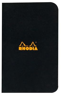 Rhodia 119159Cpack - Set of 20 Black Staplebound Notebooks - 7.5 x12 cm - Small Squares - 48 pages - 80g/m² White Paper - Waterproof, Resistant Soft Card Cover