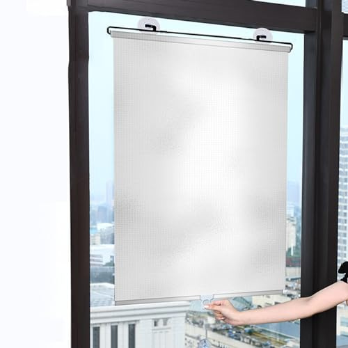 Suction Cup Window Shade,Heat Insulation Blackout Roller Blinds,Adjustable Blackout Curtains,Sun Shade Full Blackout,Shade Net Retractable,for Living Kitchen Car Bathroom (50x125cm)