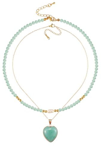 Grönt Aventurin Jade, Hjärthänge Crystal Handgjort Halsband Damsmycken Lämpliga Som Morsdagspresent Till Mamma