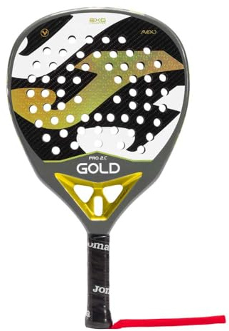 Joma Gold Pro Raquette de padel 350 g Forme diamant manche extra long Tubulaire plate 100 % carbone noyau Flexo Black EVA Technologie rotative Vibra-out