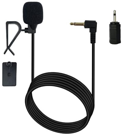 SPTSSWET 3.5mm Car Microphone with 2.5mm Adapter Universal for Sony Pioneer Kenwood Alpine JVC, Handsfree External Assembly Mic for Vehicle Head Unit Stereo CD DVD Player Radio BT Clip Mount, 3M