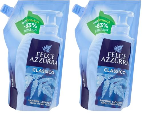 Felce Azzurra - Ricarica Sapone Liquido Mani e Viso Classico Profumato, Igienizza e Idrata, Sapone Mani e Detergente Viso Gel per Igiene Quotidiana, Delicato e Dermatologicamente Testato, 500 ml