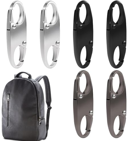 6PCS Zipper Lock Alloy Backpack Anti Theft Clips with 3 Colors S Carabiner Small Pull Locks S Hooks for Camping, Fishing, Traveling, Outdoor Sports (Silver, Black and Gun Color)