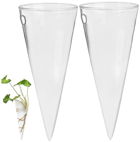 Vaso da Parete in Vetro Vaso da Parete in Vetro 2pcs da 5,9 Pollici a Forma di Cono vasi da Parete idroponici sospesi per Fiori fioriera da Parete Decorativa per Piante da Interno