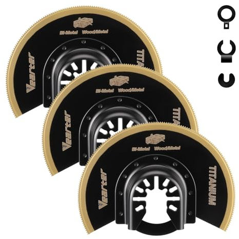 Vearter hojas de sierra oscilantes de titanio, cuchillas multiherramienta bimetálicas semicirculares 3-1/2 pulgadas, kits de liberación rápida