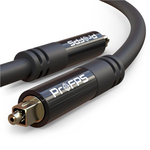 ProFPS Toslink optisk kabel – flexibel PVC – digital fiberoptisk ljudkabel – 24K guldpläterade kontakter – för Soundbar, TV, förstärkare – svart (5 meter)