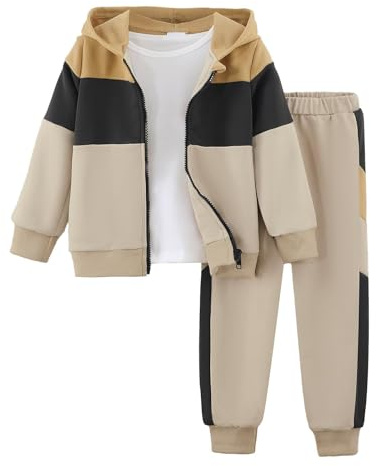 KIMI BEAR 4T Toddler Boy Clothes Fall Winter Baby Boy Outfits Long Sleeve Little Boys Tracksuits Hoodie Sweatshirt Tops Sweatpants Zipper Coat 4 Year Old Boy