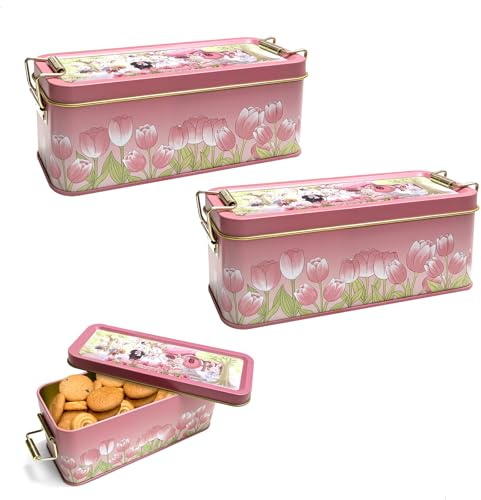 mimzemamz Porta Pane da Cucina,Portapane Design Retrò a Tenuta Stagna,Contenitore Pane Calore e Durevole con Coperchio per Biscotti,caramelle,Panini e Pasticcini,2 Pezzi,Rosa,16×6×6 cm