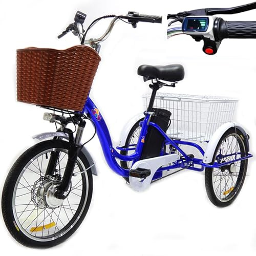 Triciclo eléctrico para adultos, 7 velocidades, carga de 150 kg, 3 modos de conducción, bocina, faro LED, para viajes diarios, compras y transporte de mercancías