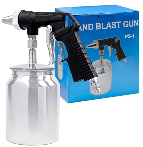 Pistola de chorro de arena y pistola de chorro de arena de aire comprimido de 6,2 bares con depósito de aluminio de 1000 ml, para eliminar el óxido, limpiar llantas, superficies metálicas