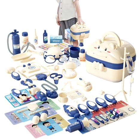 Doktor Set, Barnläkarväska med fodraldesign | Ljud- och belysningseffekter | set för symboliskt och cosplay - för barn och