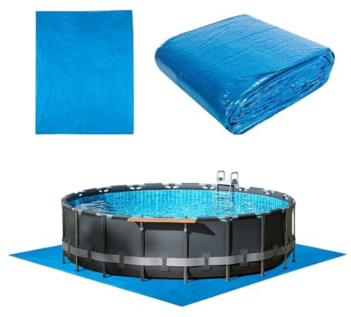 Hojalis Pool Bodenplane, 396 X 396cm Bodenplane Für Oberirdische Schwimmbecken,Pool Ground Tuch, Reißfeste,Poolunterlage Für Aufblasbare.Rechteckige Poolunterlage Für Rahmen Poo Und Aufblasbaren Poo