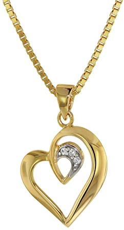trendor Anhänger Herz Gold 585/14 K an vergoldeter Silberkette 75404-40 40 cm