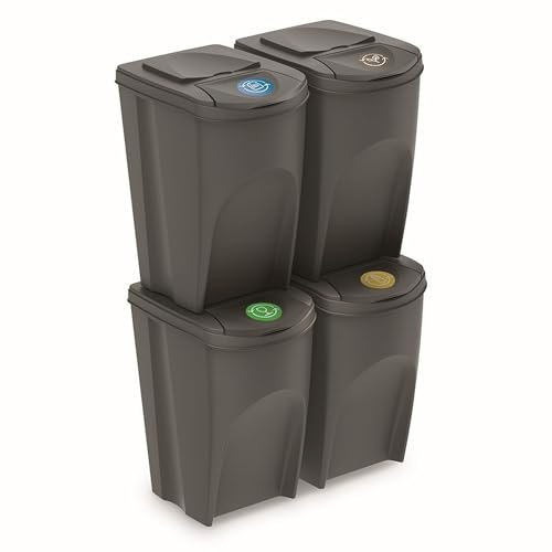 Lot de 4 bacs de recyclage Sortibox 140L Prosperplast Sortibox de couleur grise