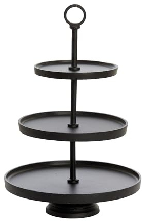 Light & Living Etagere Marozu - Schwarz - 3 Schichten - Rund - Metall - Servierständer - Servierplatte - Tortenständer/Cupcake Ständer - Servier-Tablett - Ostern - Osterdekoration