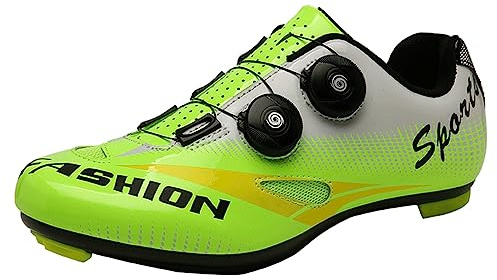 PENXZT Scarpe ciclistiche da Uomo compatibili con Peloton Look SPD-SL Delta tacchette Scarpe per Biciclette per Biciclette per Biciclette Trasparenti,Verde,44 EU