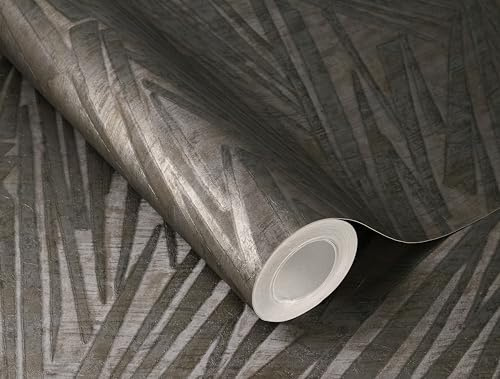 Rasch Carta da parati in tessuto non tessuto, effetto 3D, struttura antigraffio, antracite metallizzato 608366