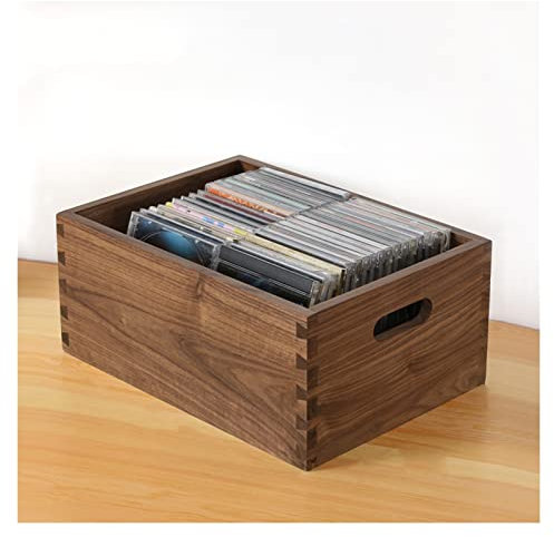 XPYGF565 Schallplattenaufbewahrung Desktop-CD-Rack, Vinyl-LP-Aufbewahrungsbox, Schwalbenschwanz-Zapfen-Holz-Aufbewahrungsbox, Vinyl-Schallplatten-Aufbewahrungshalter Plattenkiste (Size : S)