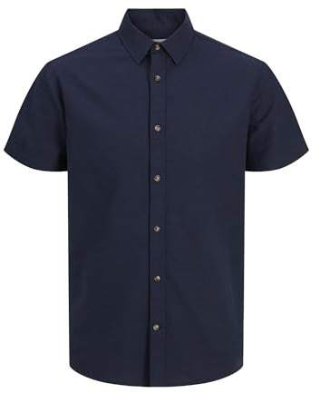 JACK & JONES Jjesummer Maglia SS SN Camicia a Maniche Corte da Uomo, Blu Navy, L