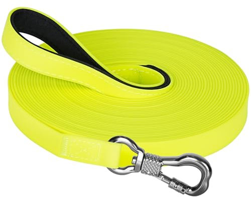 X XBEN Wasserfest Schleppleine für Hunde,15M Gummierte Schleppleine mit Abschließbarer Karabine, Hundeleine Laufleine für Kleine Mittlere Große Hunde, Robuste Trainingsleine, mit Handschlaufe