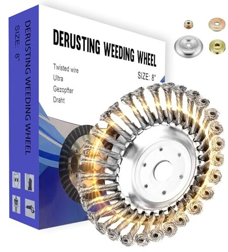 Ketilrub unkrautbürste freischneider，8 Zoll Profi Wildkrautbürste für Stihl Motorsense,für Freischneider mit 25,4mm Bohrung，Drahtbürste Freischneider für effektive Moosentfernung.