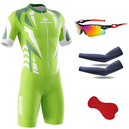 NUNOMO Herren Triathlon Anzug Pro Fahrrad Skinsuit Kurzarm,Triathlon Anzug Herren,Einteiliges Radtrikot,Trisuit Einteiler,Triathlonanzug,3Taschen für Wettkampf Run (TYPE-8,M)