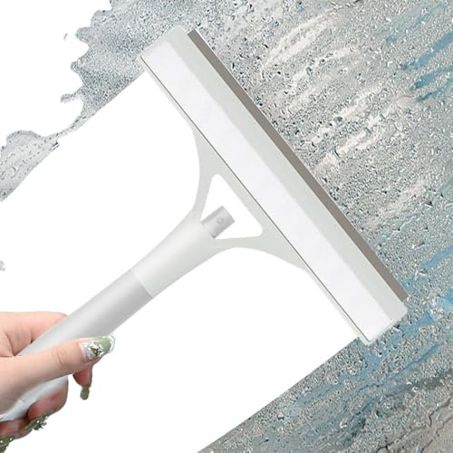 Window Cleaning Squeegee - Integrated Spray Bottle, Double-Sided Wiper | Long Lasting Commercial-Grade Mirror Glass Cleaner Tool for Bathroom Shower Tiles Hard-To-Reach Window Surfaces