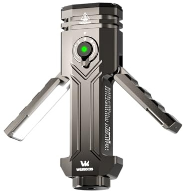 Wurkkos HD02 Lampe Torche LED 3200LM Rechargeable USB-C 5000mAh, 4 en 1 avec Projecteur/Lumière UV 365nm/ Éclairage Latéral Repliable, Étanche IPX6 pour Camping, Randonnée, Extérieur