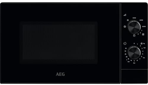 AEG Mikrowelle mit Grill MFB2111DB – freistehend, 21 L, 800 W Mikrowellenleistung, 1000 W Quarzgrill, 5 Leistungsstufen, Edelstahl-Innenraum, Schwarz, Drehteller Ø 27 cm