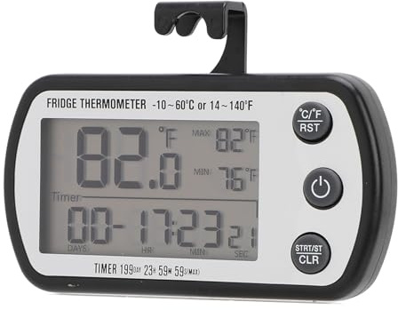 ZAWELIYO Termometro Ad Aspirazione Magnetica per Frigorifero per Sicurezza Alimentare e Conservazione in Cella Congelatore, Termometro Digitale con Display LCD Impermeabile per Cucine Domestiche