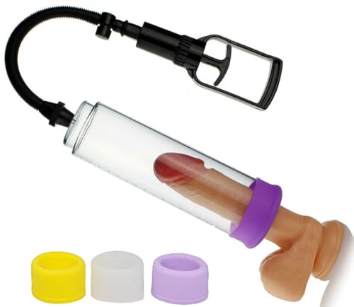 Pompa Pene Trasparente Allunga Pene di Lunghezza 21.5cm ⌀6.5cm Pompa masturbatore per uomo con Misurino penis pump ABS TPR ingrandimento FOPS P02