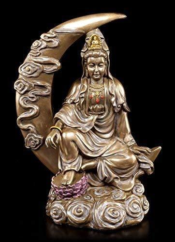 Buddha Figura nella Mezzaluna - Kuan Yin - Statua Decorativa