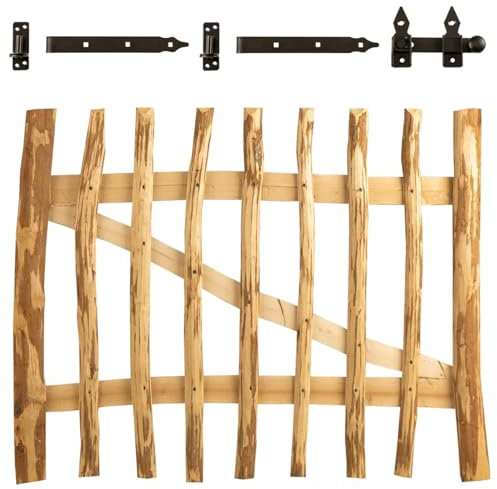 Boogardi portail de jardin Noisette, existe en 7 tailles - Portail pour clôture en lattis / clôture de ferme / clôture en châtaignier avec accessoires. 100 x 60 cm naturel