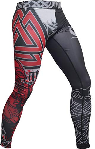 Hardcore Training Men's Compression Pants Kompressionsbyxor Herr Leggings Base Layer Boxing Running Muay Thai MMA No Gi BJJ (DE/NL/SE/PL, Alfa, XL, Regelbunden, Regelbunden, Grey Red)
