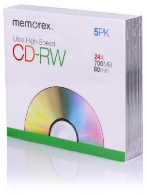 Memorex CD-RW Ultra Speed 5 Pack CD-RW 700MB 5pc(s) - Blank CDs (CD-RW, 700 MB, 5 pc(s), 24x, 120 mm, 80 min)