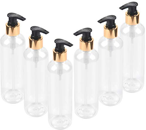 6pcs Bottiglia di Lozione in Pet Dispenser di Sapone e Lozione Bottiglia di Shampoo Gel Doccia 250 ml Trasparente Riciclabile a Casa Durante i Viaggi Contenitori di Lozione per Le Mani