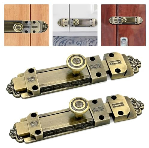 Lot de 2 verrous de porte double face - Verrou de porte - Verrou à ressort - Verrou de porte - Verrou blindé - Verrou coulissant intérieur pour porte de jardin - En acier inoxydable